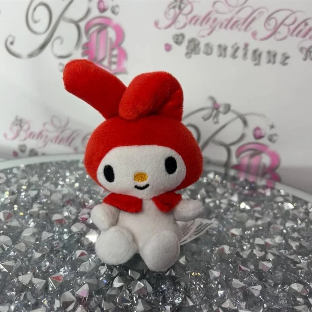 Sanrio plush rabbit with red kawaii mini toy plushie stuffed animal toy decor